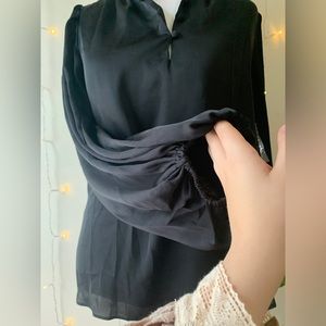 Light Black Bell Sleeve Blouse